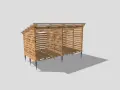 Enkel vedbod byggd av lastpallar, med tak av korrugerad plåt och pallgolv. Perfekt för att bygga vedskjul av lastpallar.
