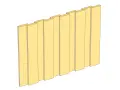 En illustration av en vägg klädd med gammaldags lockpanel i ljusgult.