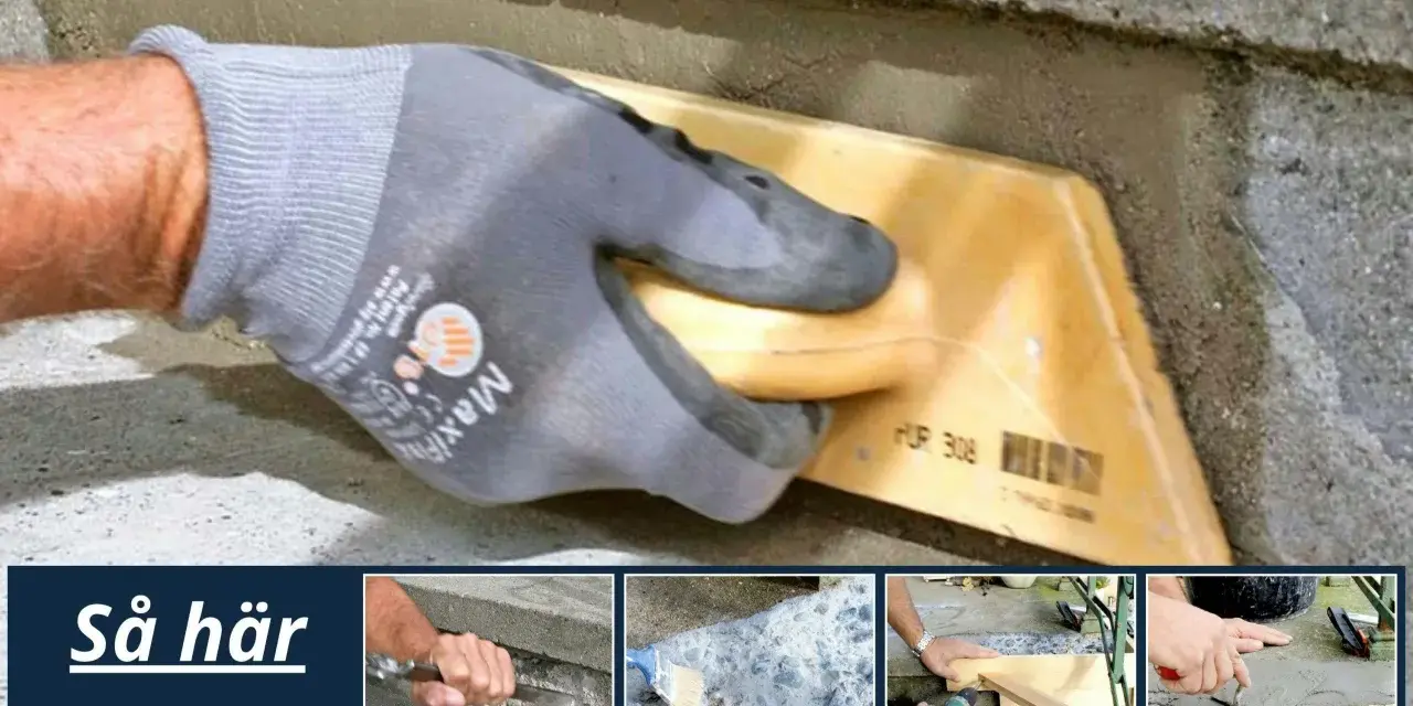 Gör det själv: laga betongtrappa med fogsvets och cement. Steg-för-steg-guide visar hur du reparerar din trappa.