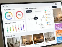 App för smart belysning visar Plejd-kontroller, automatiseringar och anpassade scener.