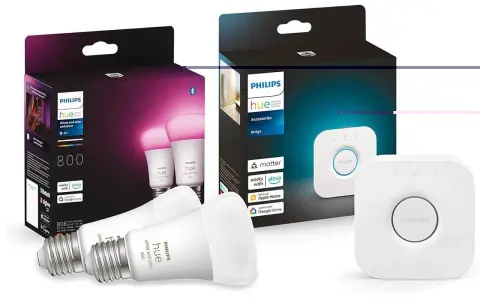 Philips Hue smart lampor och en Hue Bridge, redo för Matter. Skapa stämning med färg och vitt ljus.
