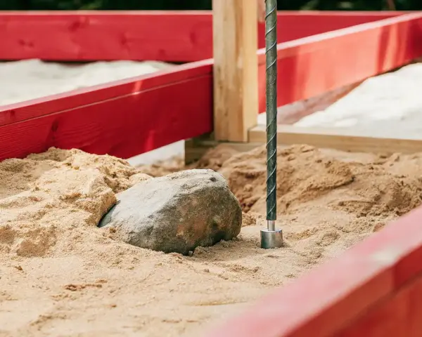 En sten i sandlådan hindrar markskruv nackdel.