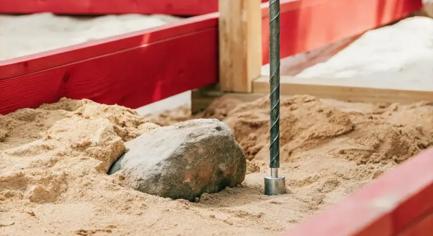 En sten i sandlådan hindrar markskruv nackdel.