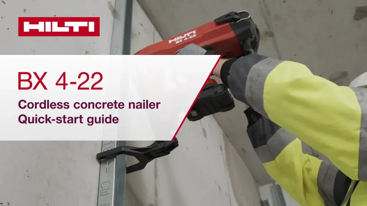 Hilti BX 4-22, en batteridriven spikpistol för betong, används för snabb infästning.